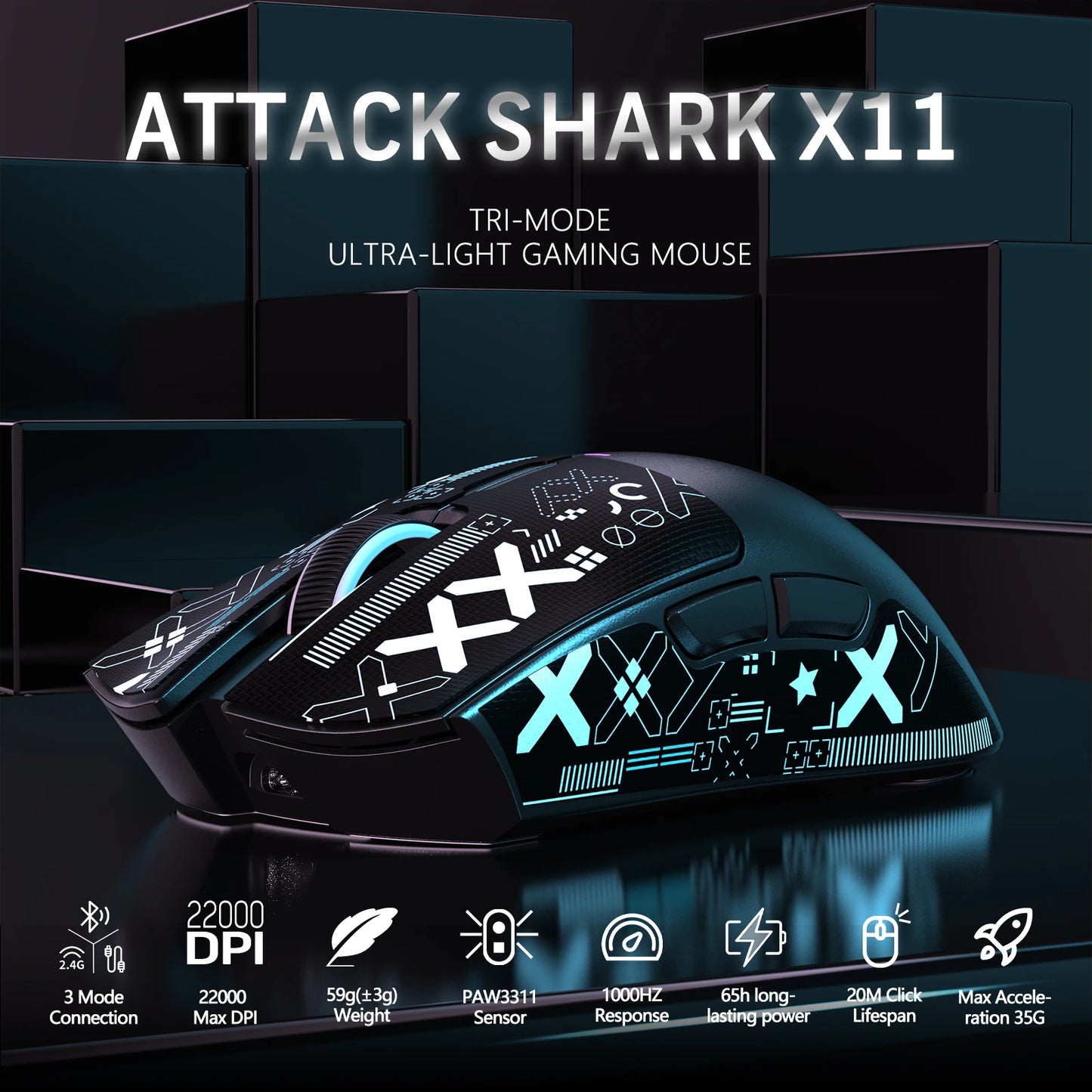 Gaming mouse with RGB charging port