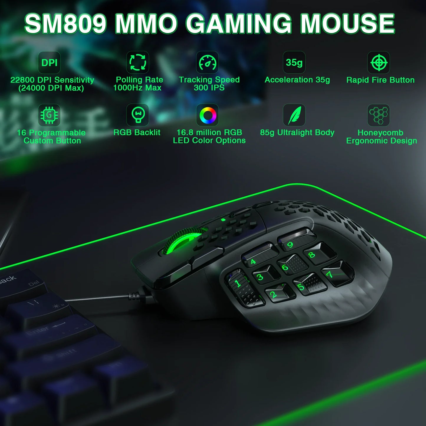 Gaming mouse programmable buttons RGB