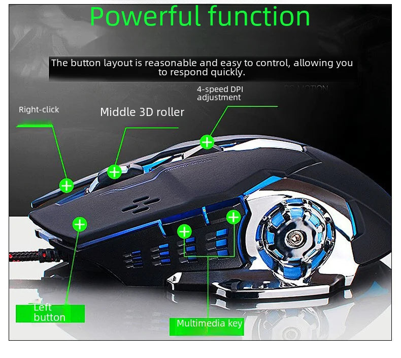 Gaming Mouse Wi-Fi Bluetooth RGB