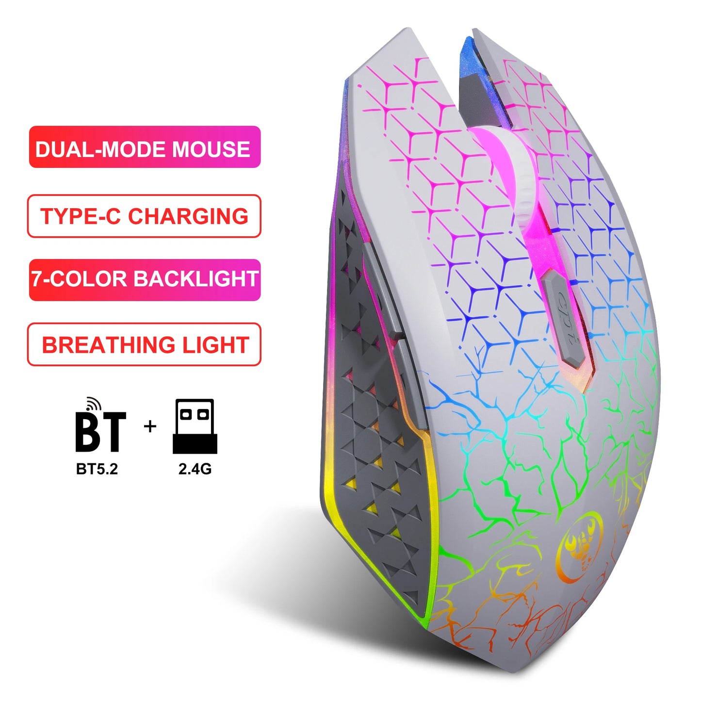 Gaming Mouse Wi-Fi Bluetooth RGB