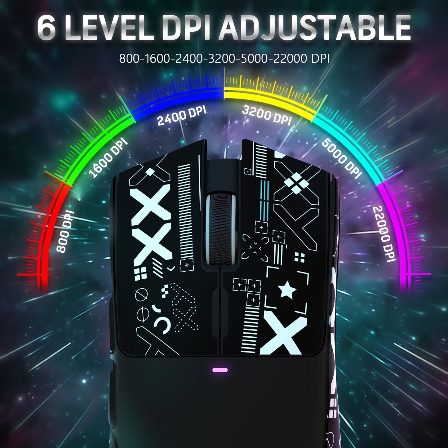 Gaming mouse with RGB charging port